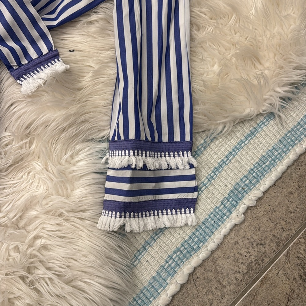 J.Crew Purple and White Striped Dress with Belt - Picture 3 of 8